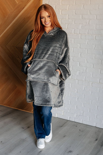 Oversized Velour Blanket Hoodie in Gray - Simply Graced Mama