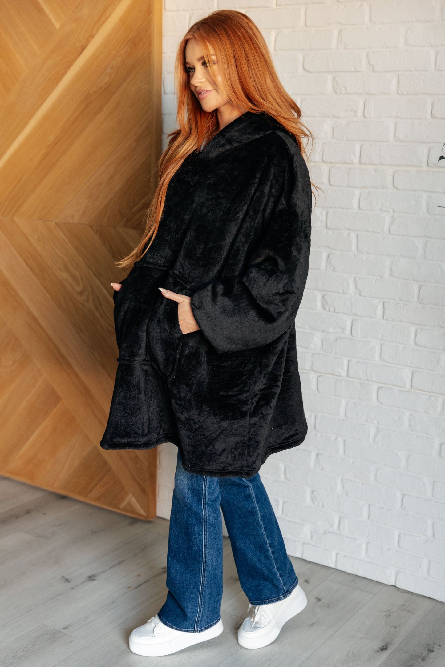 Oversized Velour Blanket Hoodie in Black - Simply Graced Mama