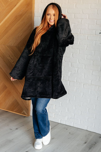 Oversized Velour Blanket Hoodie in Black - Simply Graced Mama