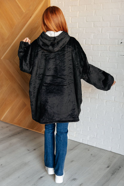 Oversized Velour Blanket Hoodie in Black - Simply Graced Mama