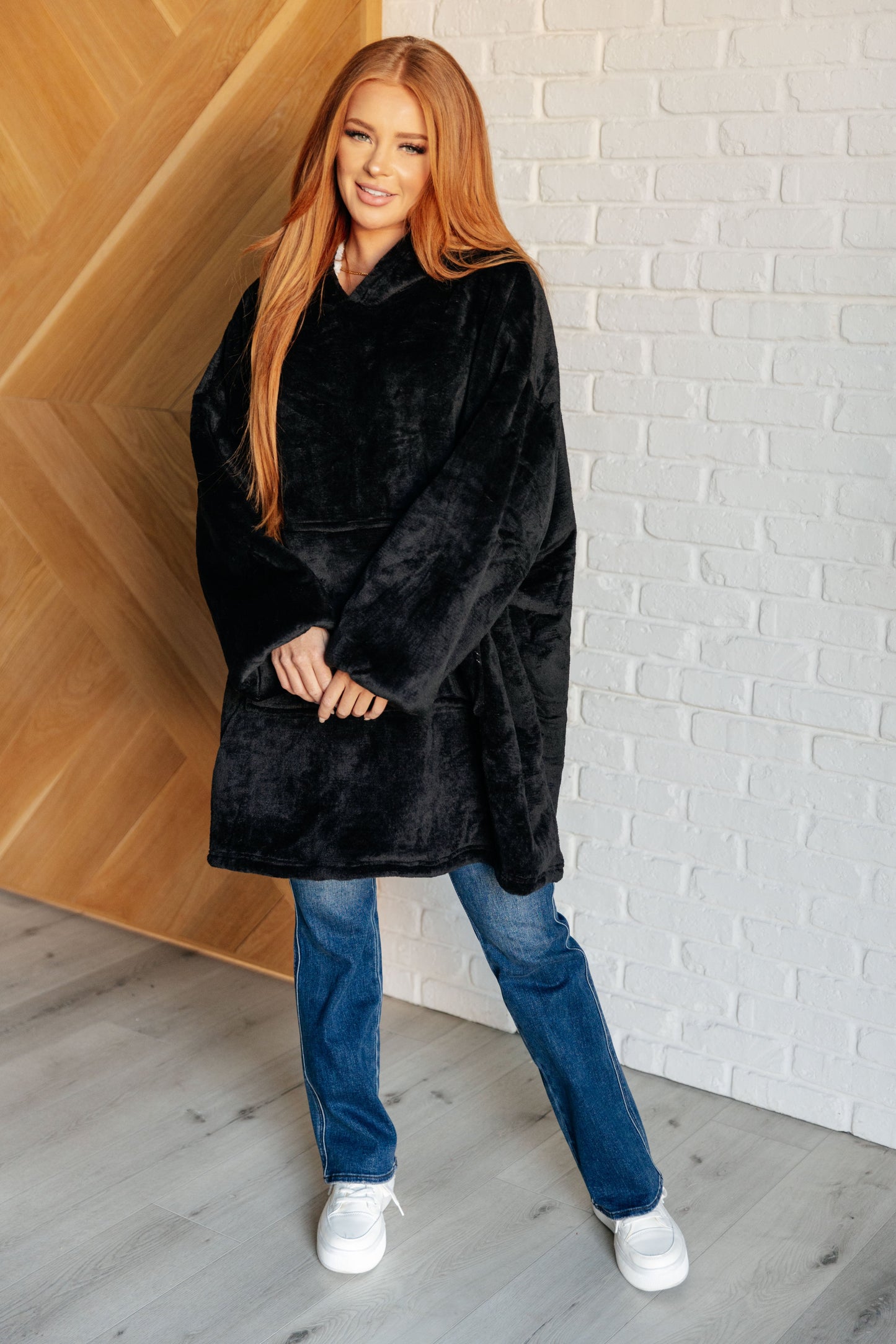 Oversized Velour Blanket Hoodie in Black - Simply Graced Mama