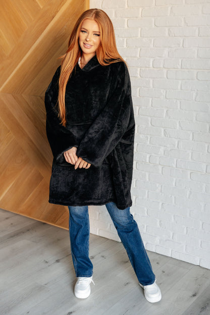 Oversized Velour Blanket Hoodie in Black - Simply Graced Mama