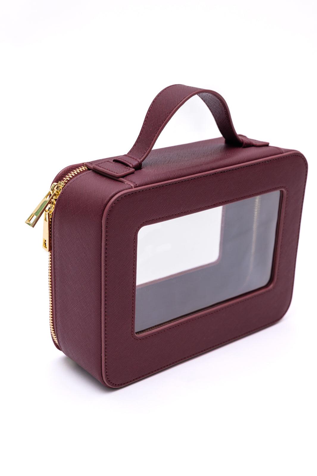 PU Leather Travel Cosmetic Case in Wine - Simply Graced Mama