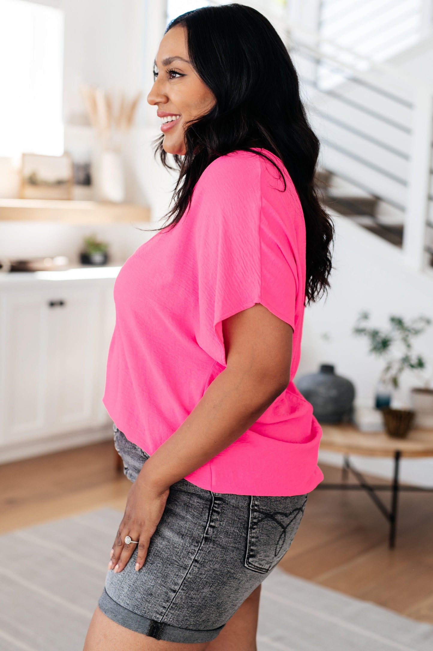 Passionately Pink V Neck Blouse - Simply Graced Mama