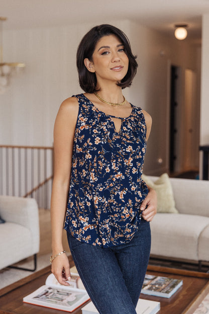 Perfect Floral Keyhole Sleeveless Top - Simply Graced Mama