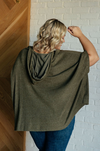 Perfectly Poised Hooded Poncho in Olive - Simply Graced Mama