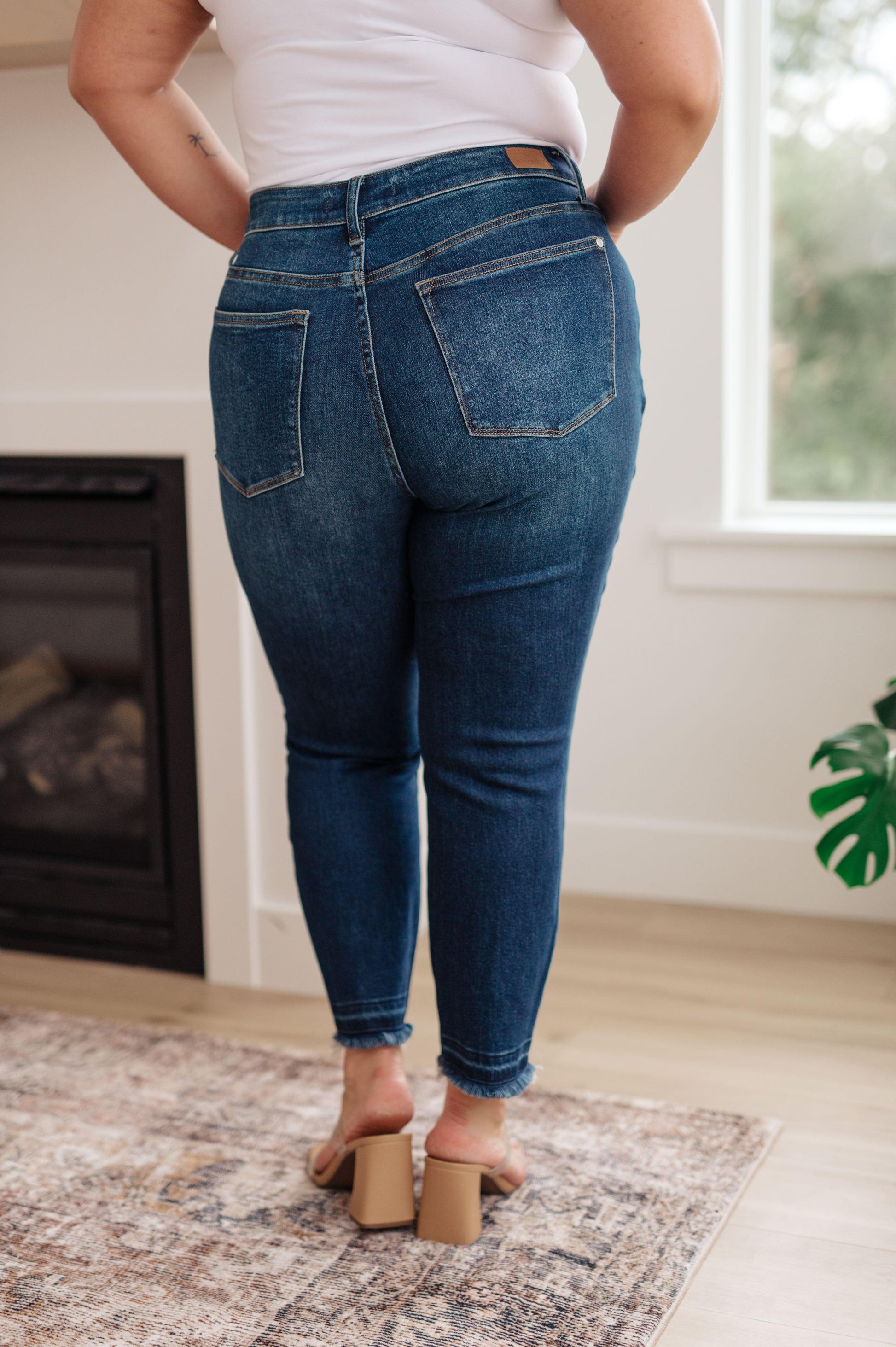 Phillipa High Rise Release Hem Slim Jeans - Simply Graced Mama