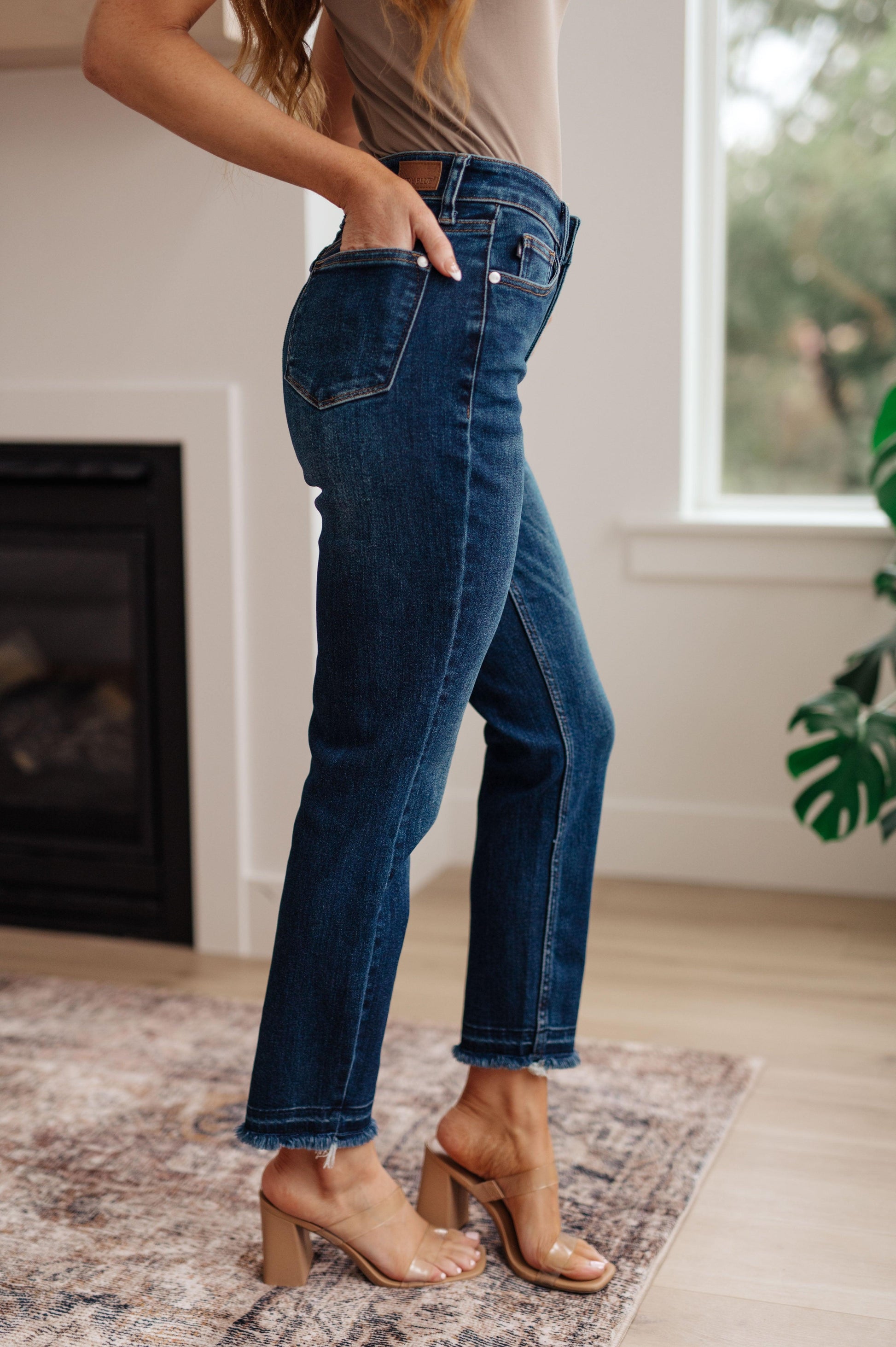 Phillipa High Rise Release Hem Slim Jeans - Simply Graced Mama