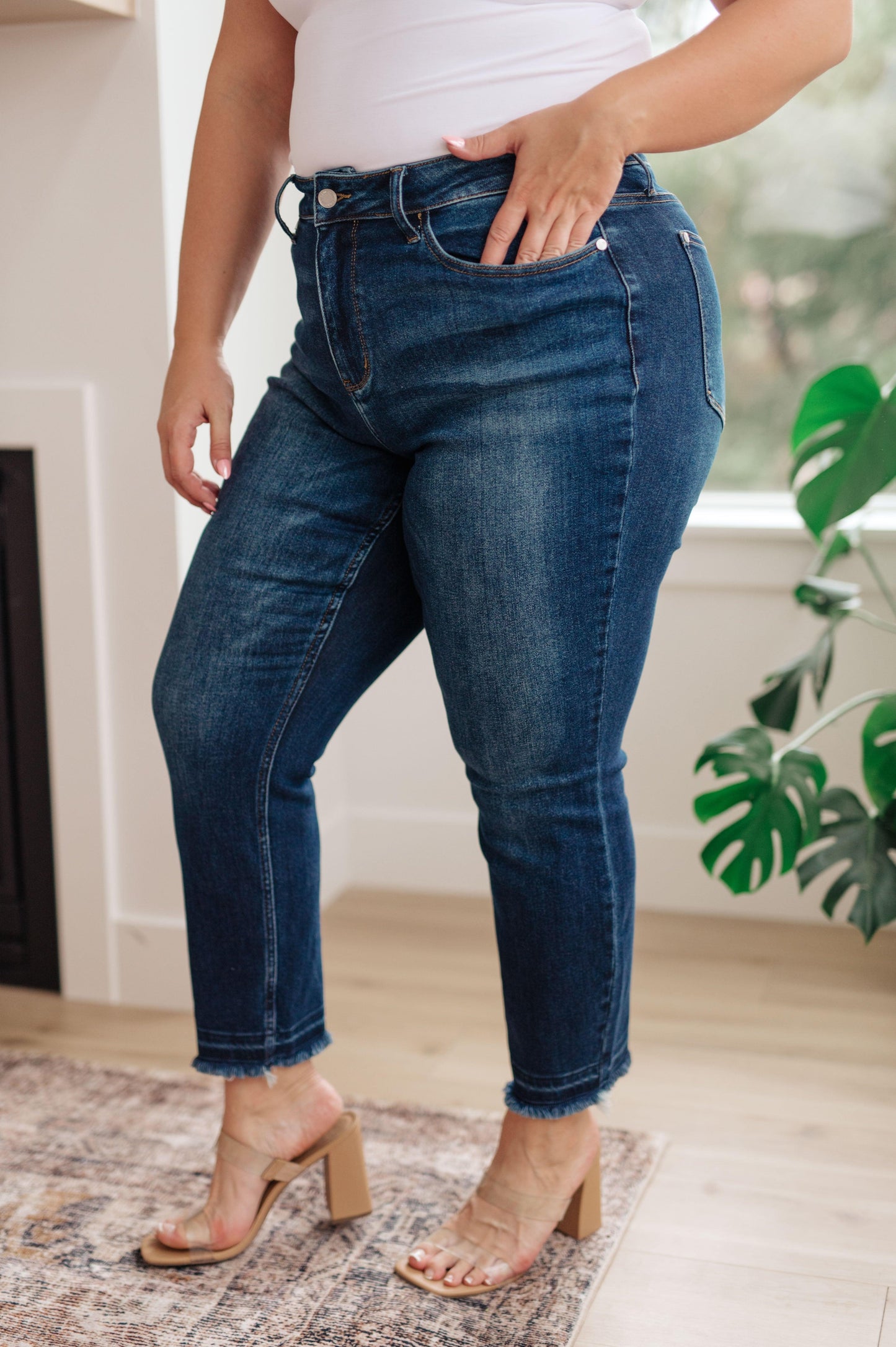 Phillipa High Rise Release Hem Slim Jeans - Simply Graced Mama