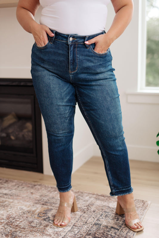 Phillipa High Rise Release Hem Slim Jeans - Simply Graced Mama