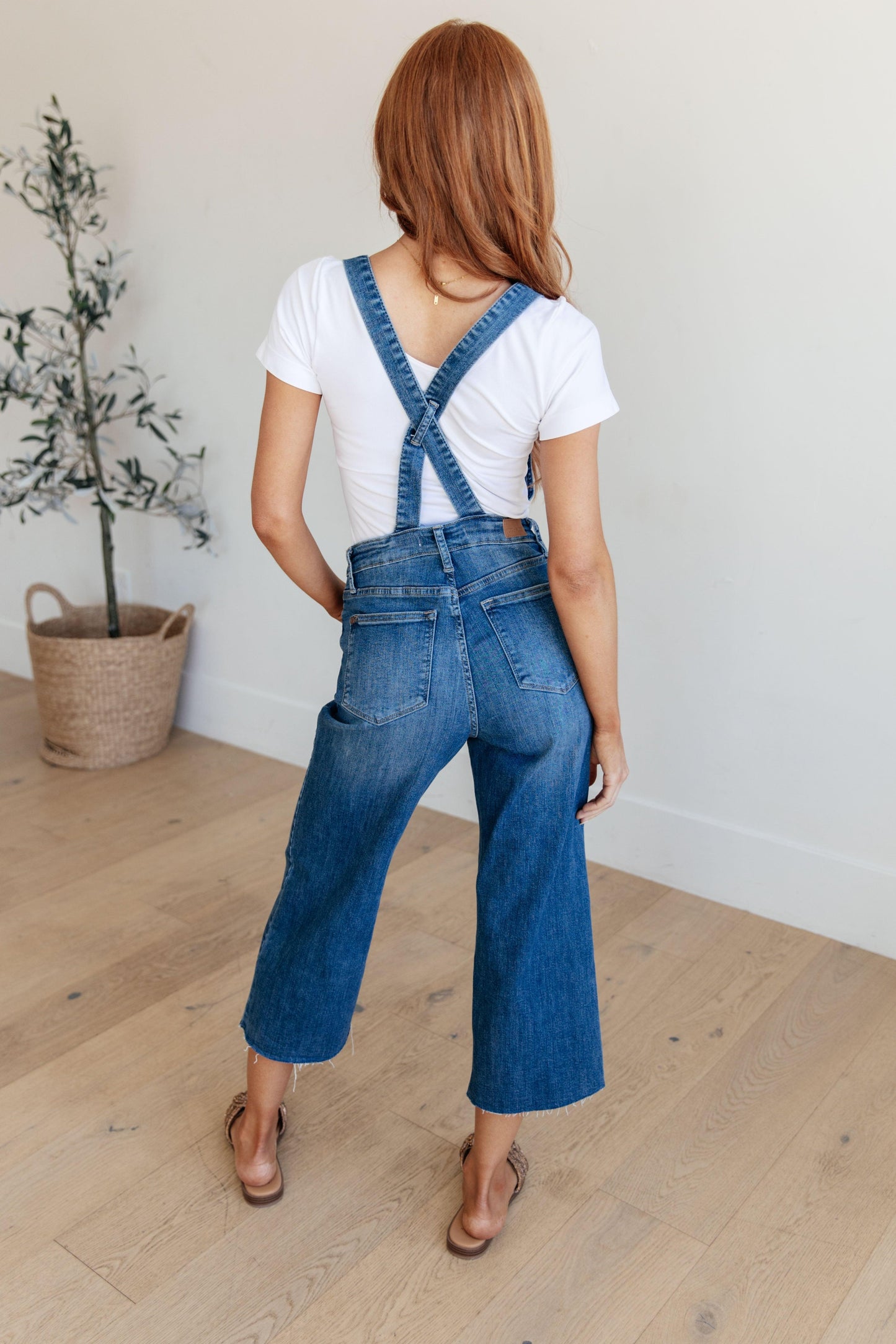 Priscilla High Rise Crop Wide Leg Denim Overalls - Simply Graced Mama