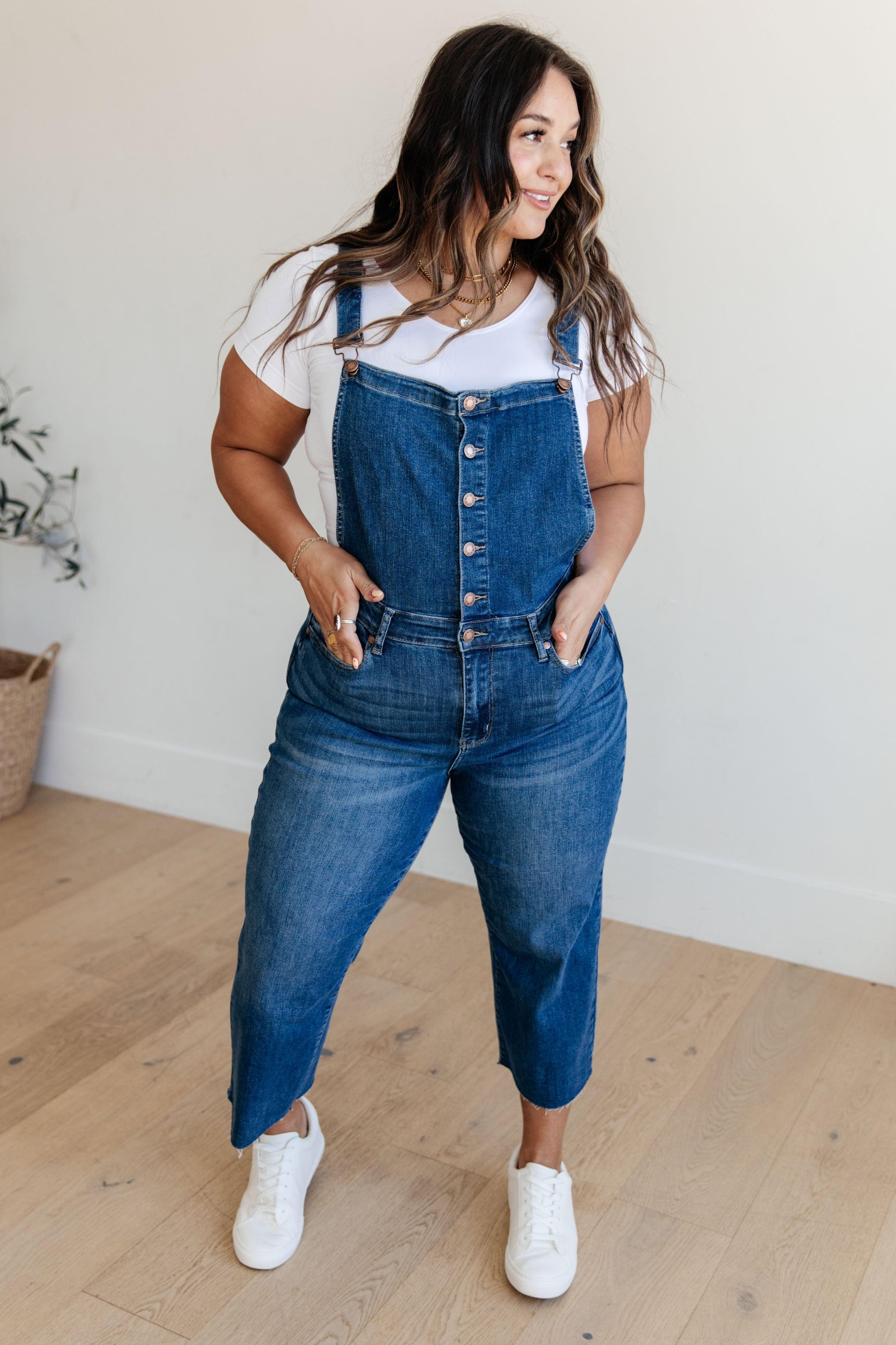 Priscilla High Rise Crop Wide Leg Denim Overalls - Simply Graced Mama