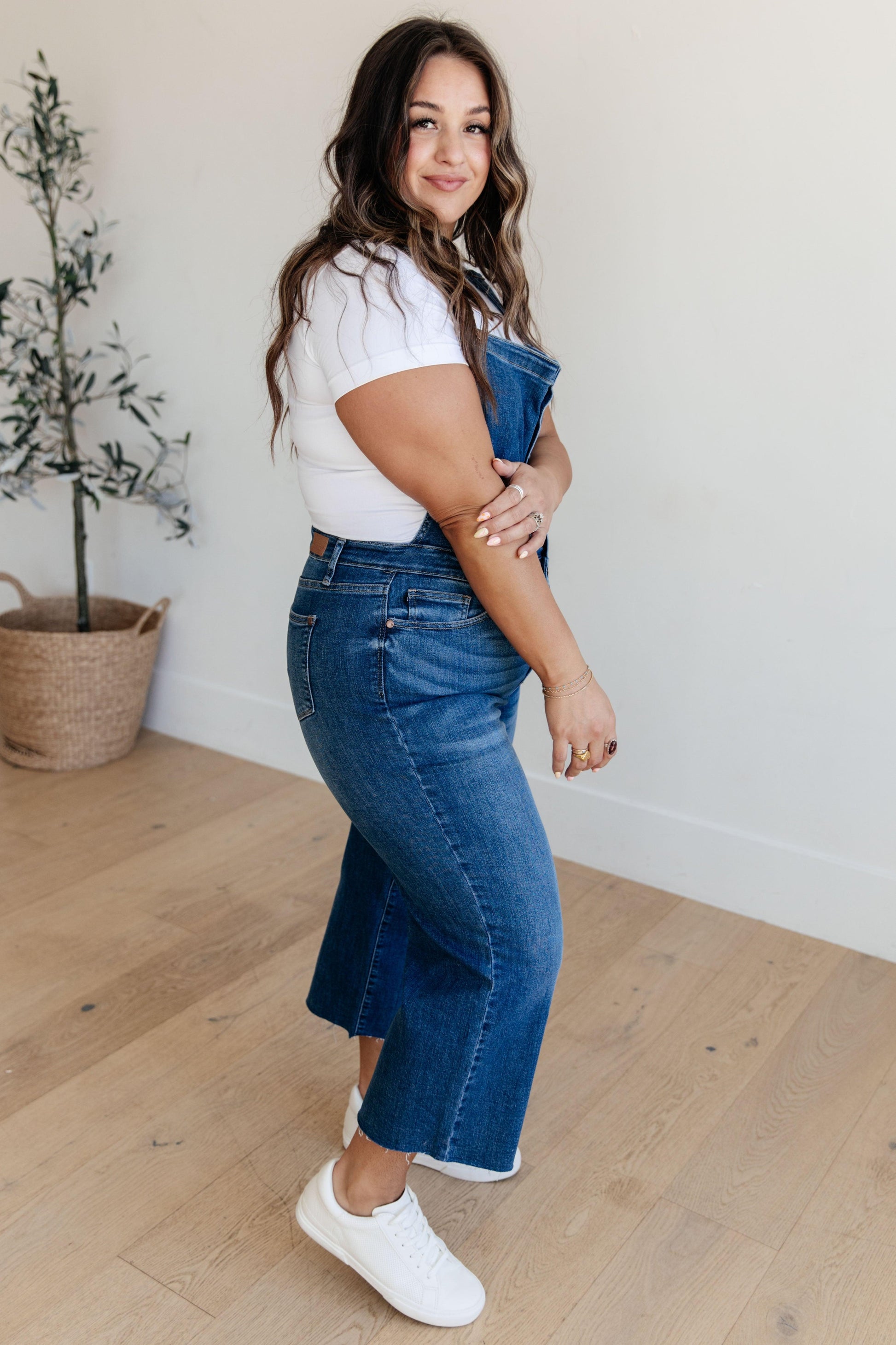 Priscilla High Rise Crop Wide Leg Denim Overalls - Simply Graced Mama