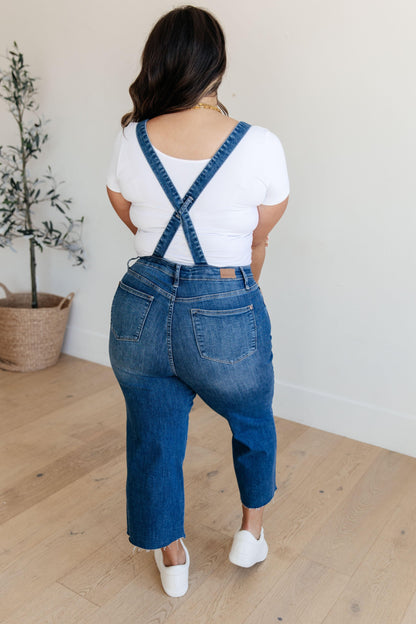 Priscilla High Rise Crop Wide Leg Denim Overalls - Simply Graced Mama