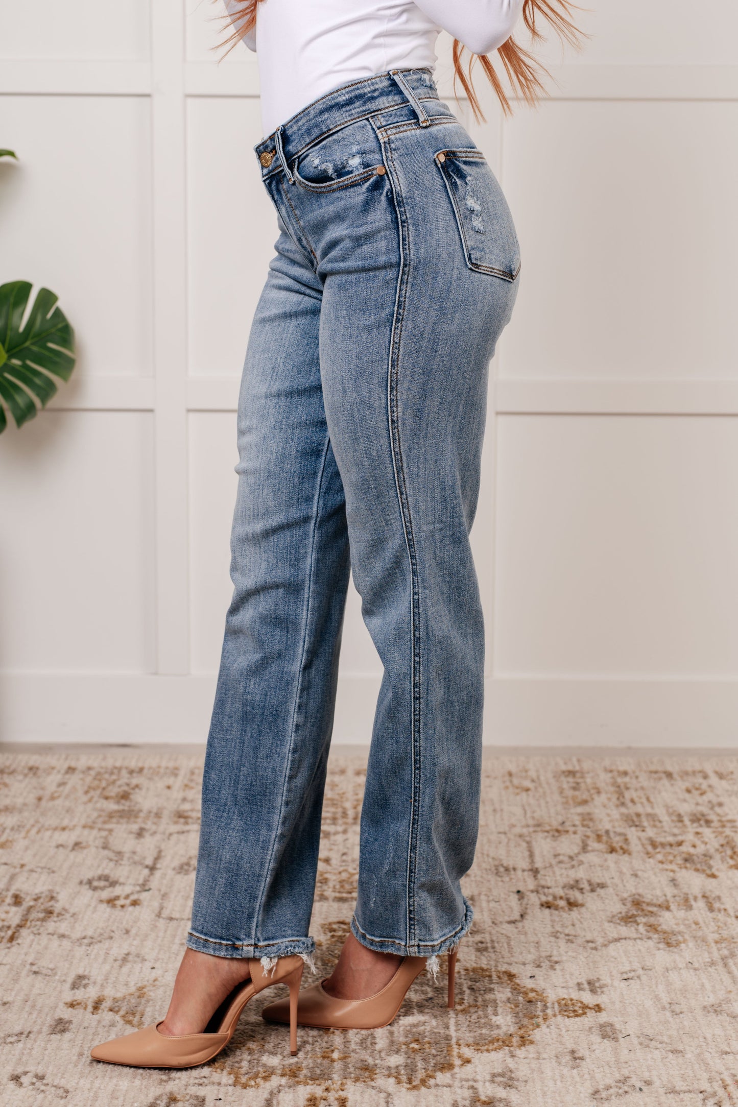 Quinn Mid Rise Cell Phone Pocket Dad Jeans - Simply Graced Mama