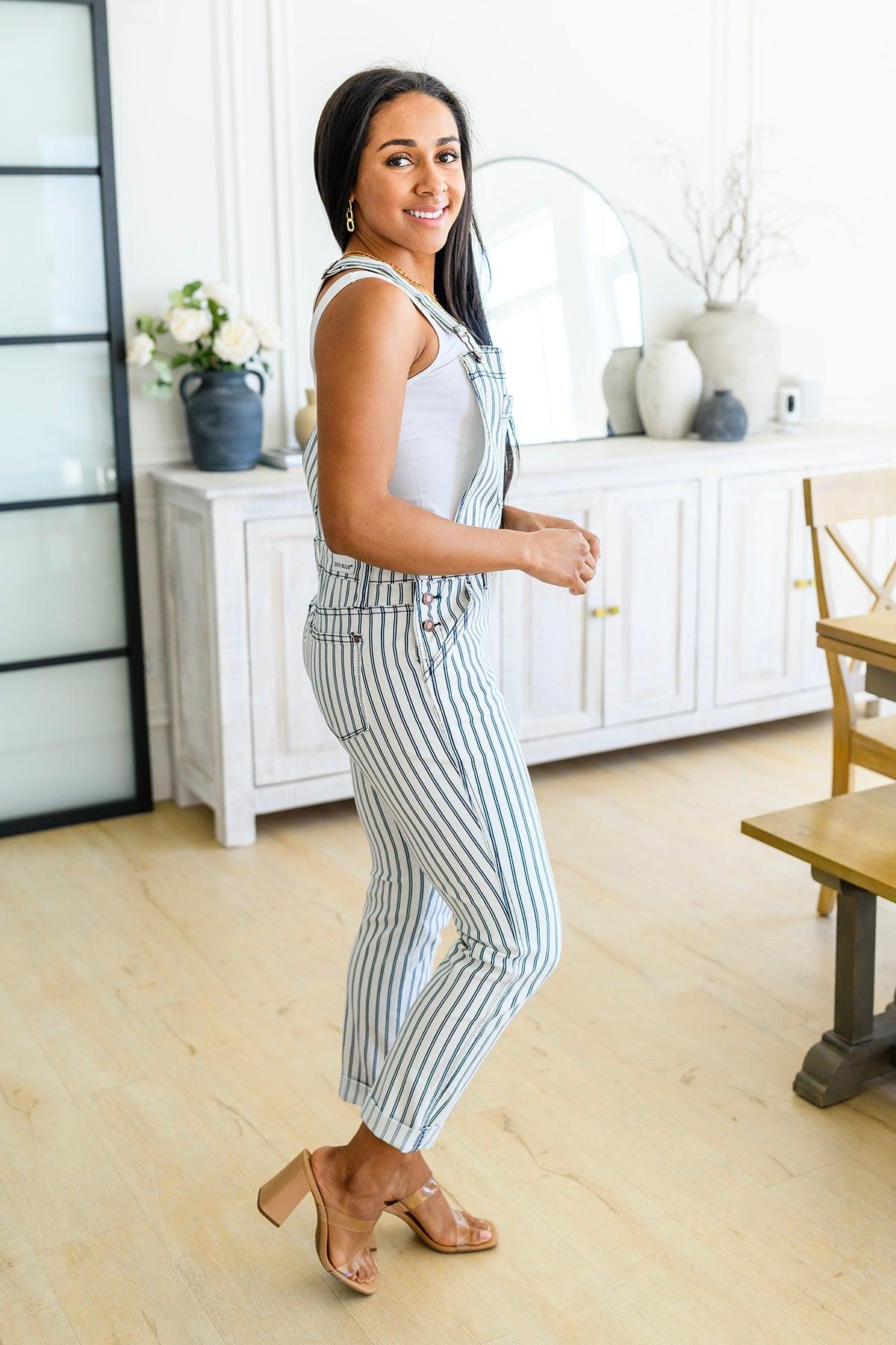 Railroad Stripe Overalls - Simply Graced Mama