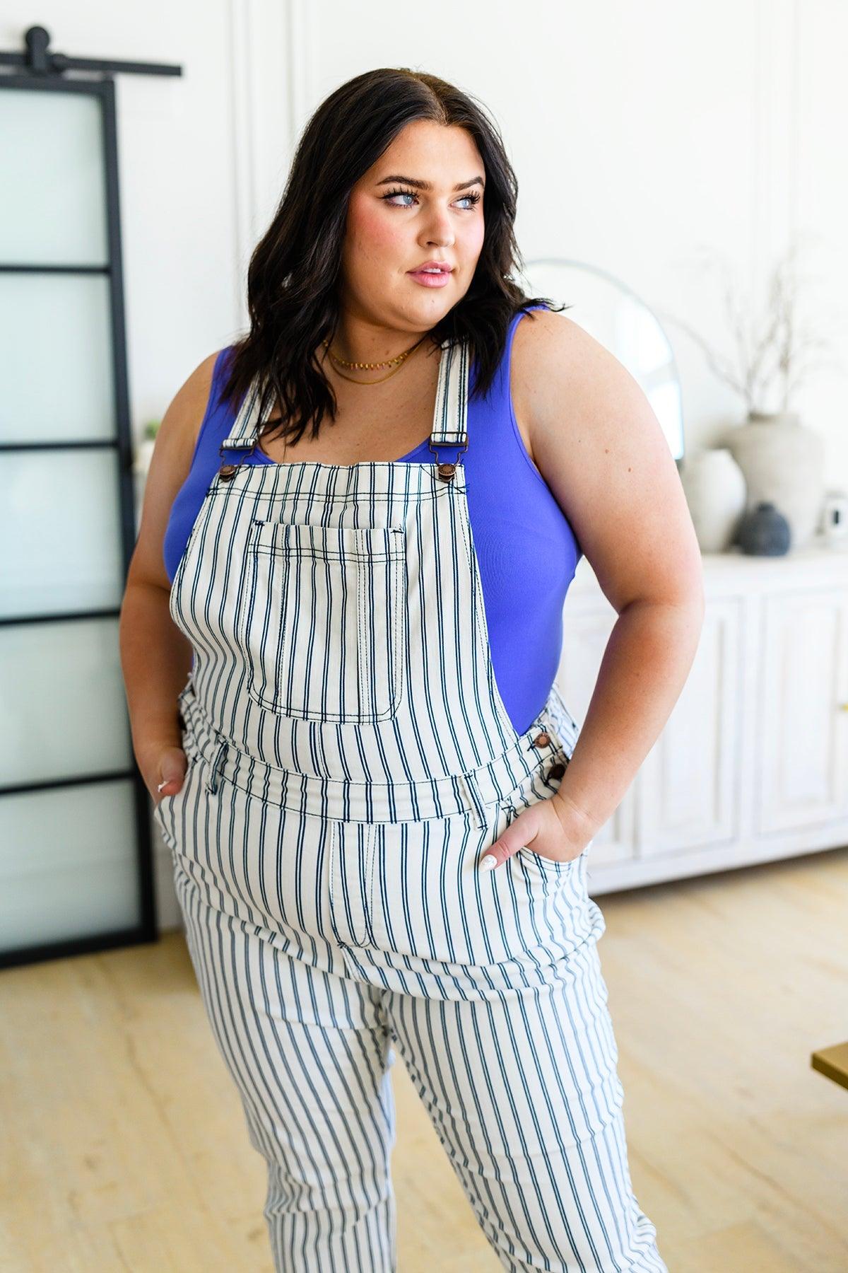 Railroad Stripe Overalls - Simply Graced Mama