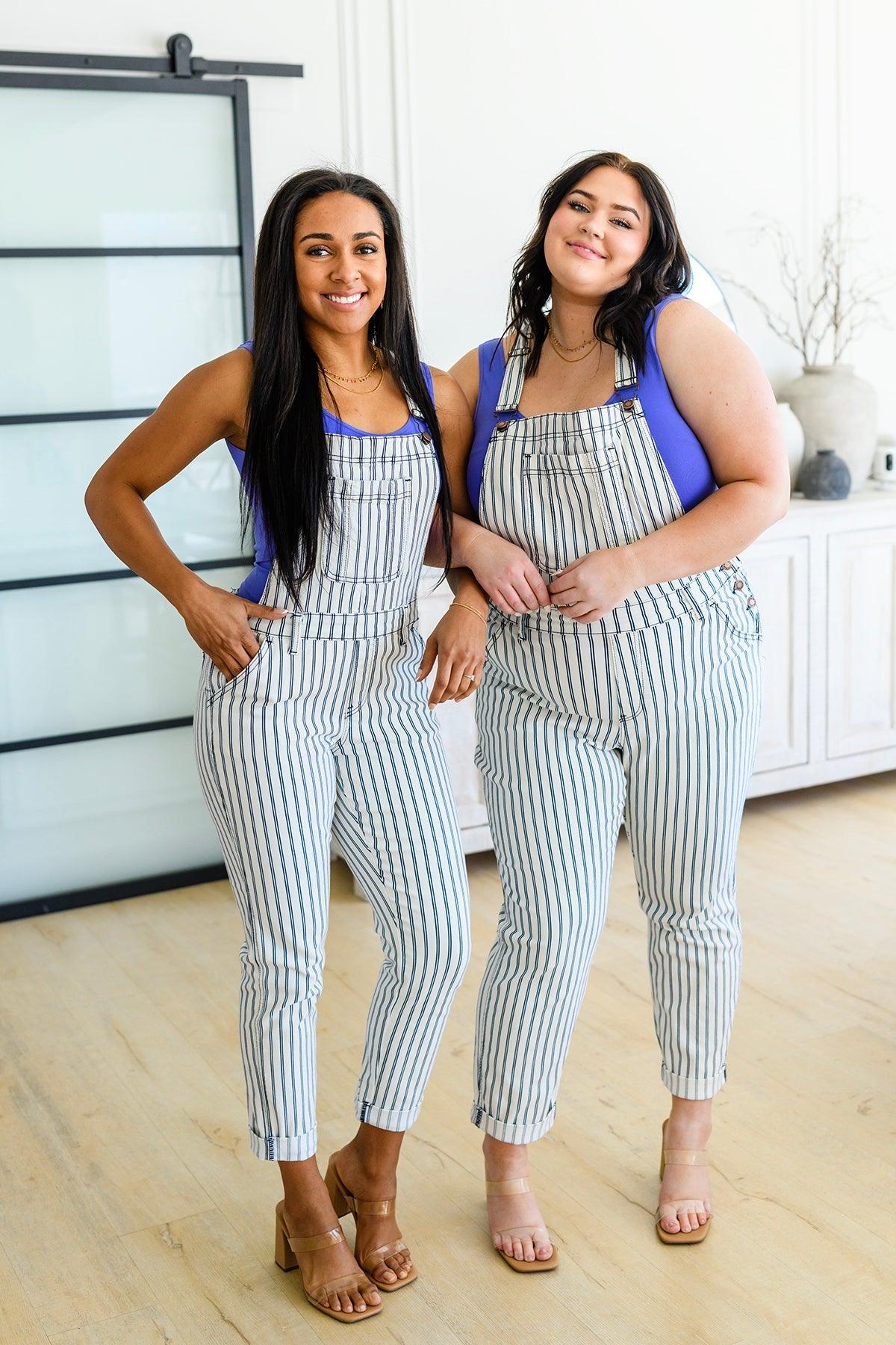 Railroad Stripe Overalls - Simply Graced Mama