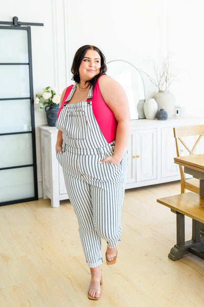 Railroad Stripe Overalls - Simply Graced Mama