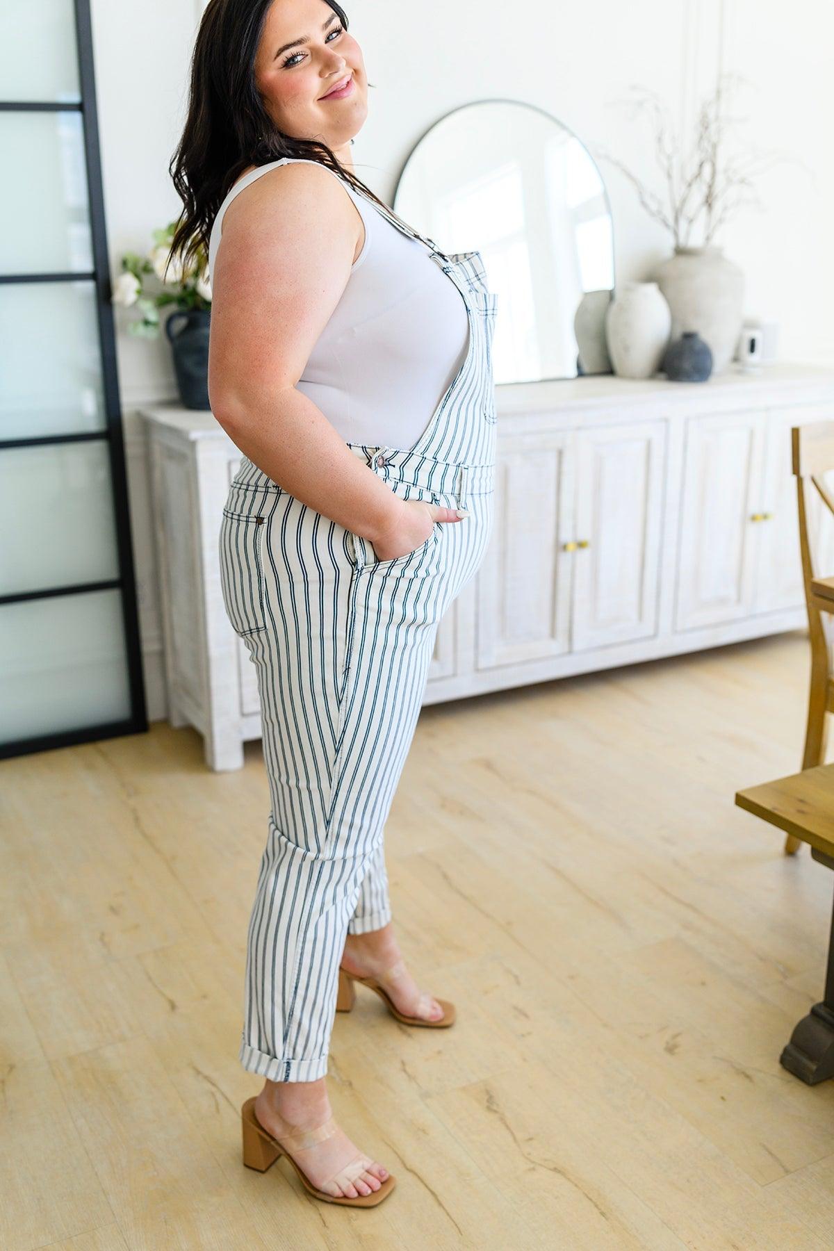 Railroad Stripe Overalls - Simply Graced Mama