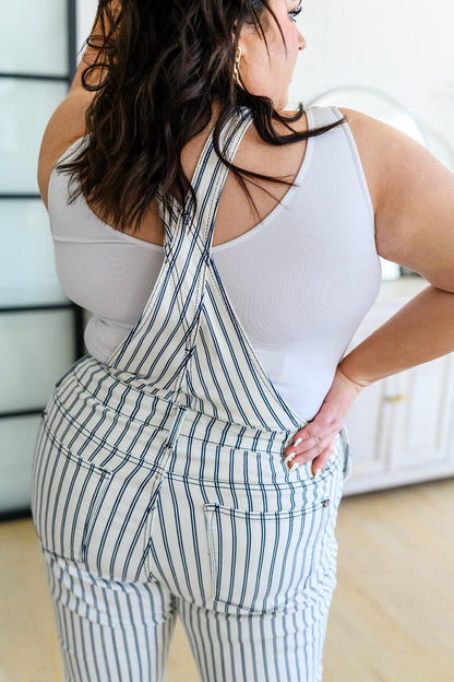 Railroad Stripe Overalls - Simply Graced Mama