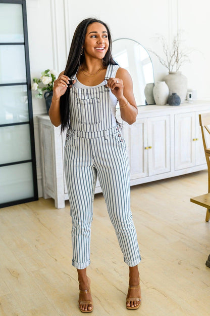 Railroad Stripe Overalls - Simply Graced Mama