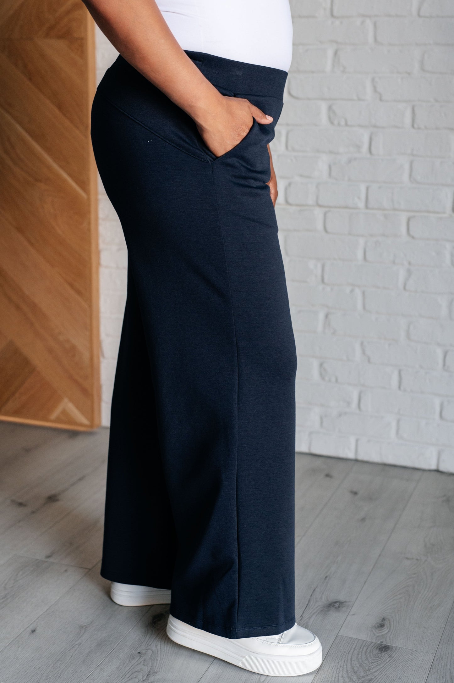 Resort Travel Wide Leg Crop Pant in Navy - Simply Graced Mama