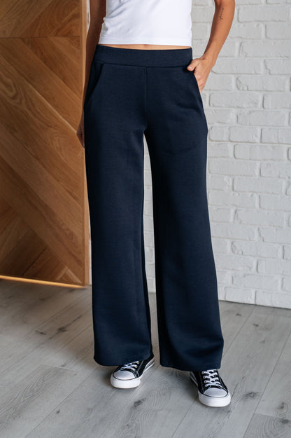 Resort Travel Wide Leg Crop Pant in Navy - Simply Graced Mama