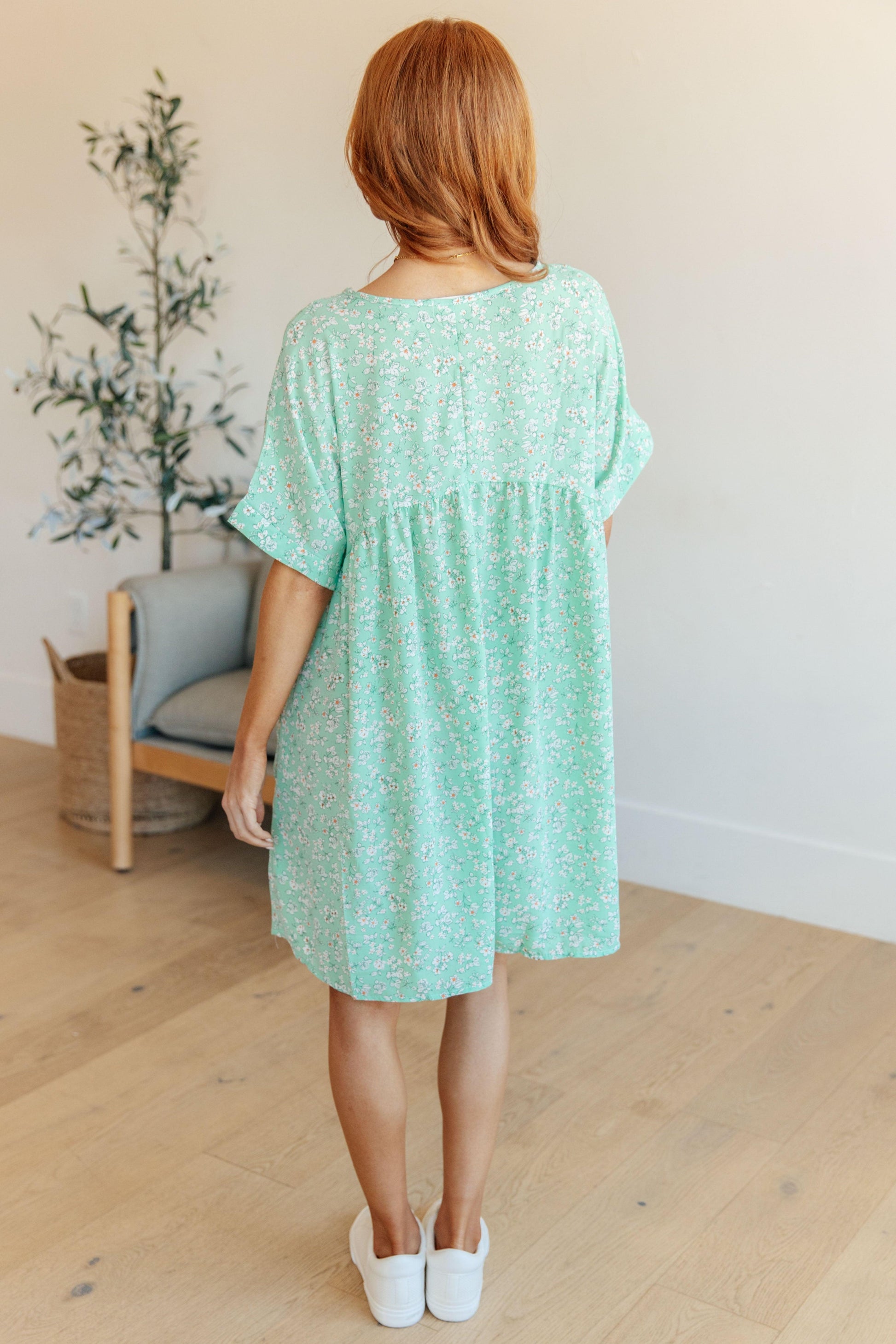 Rodeo Lights Dolman Sleeve Dress in Mint Floral - Simply Graced Mama