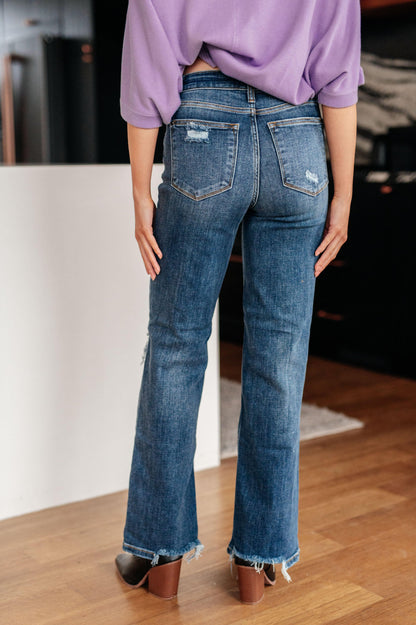 Rose High Rise 90's Straight Jeans in Dark Wash - Simply Graced Mama