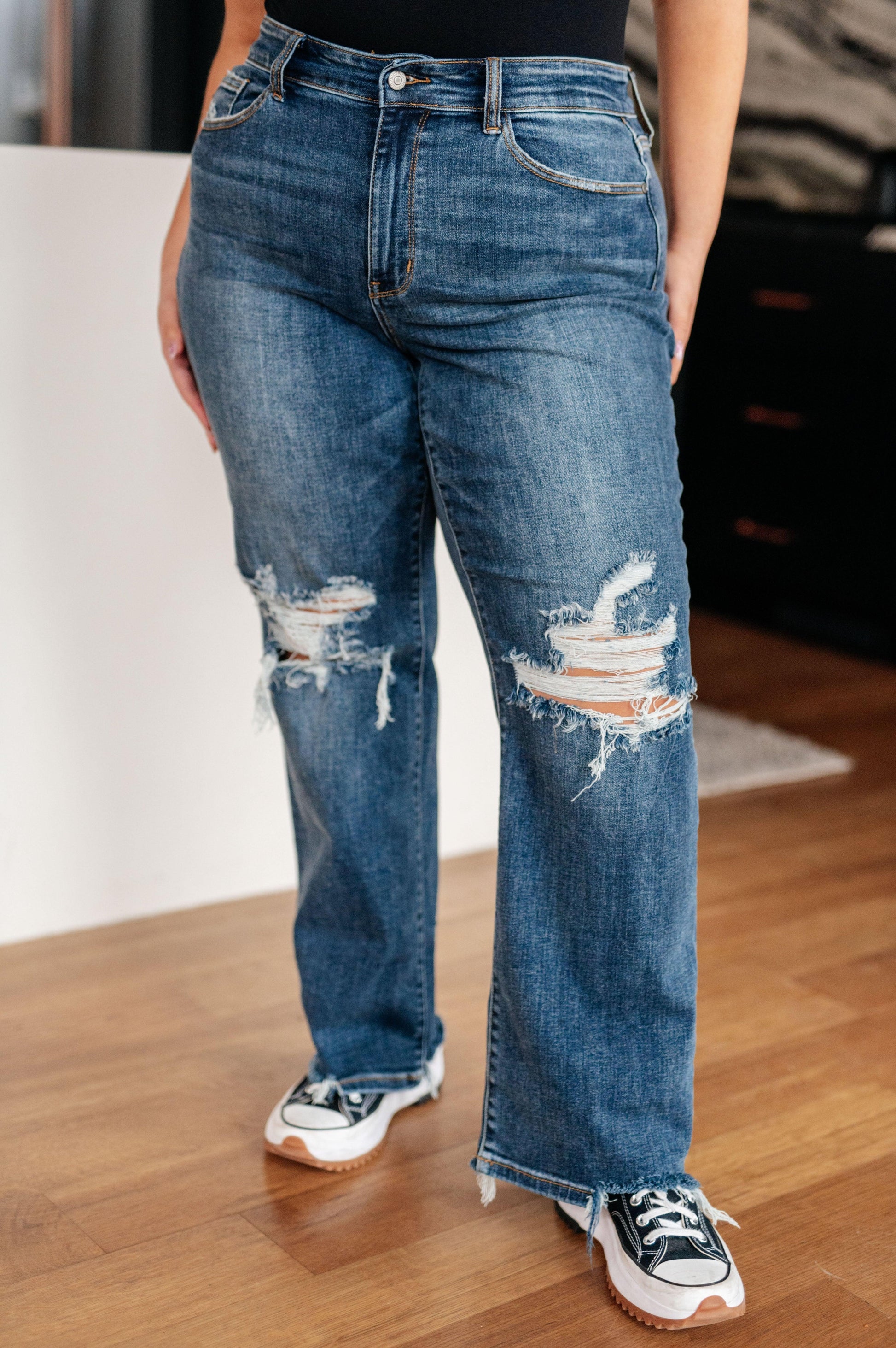 Rose High Rise 90's Straight Jeans in Dark Wash - Simply Graced Mama