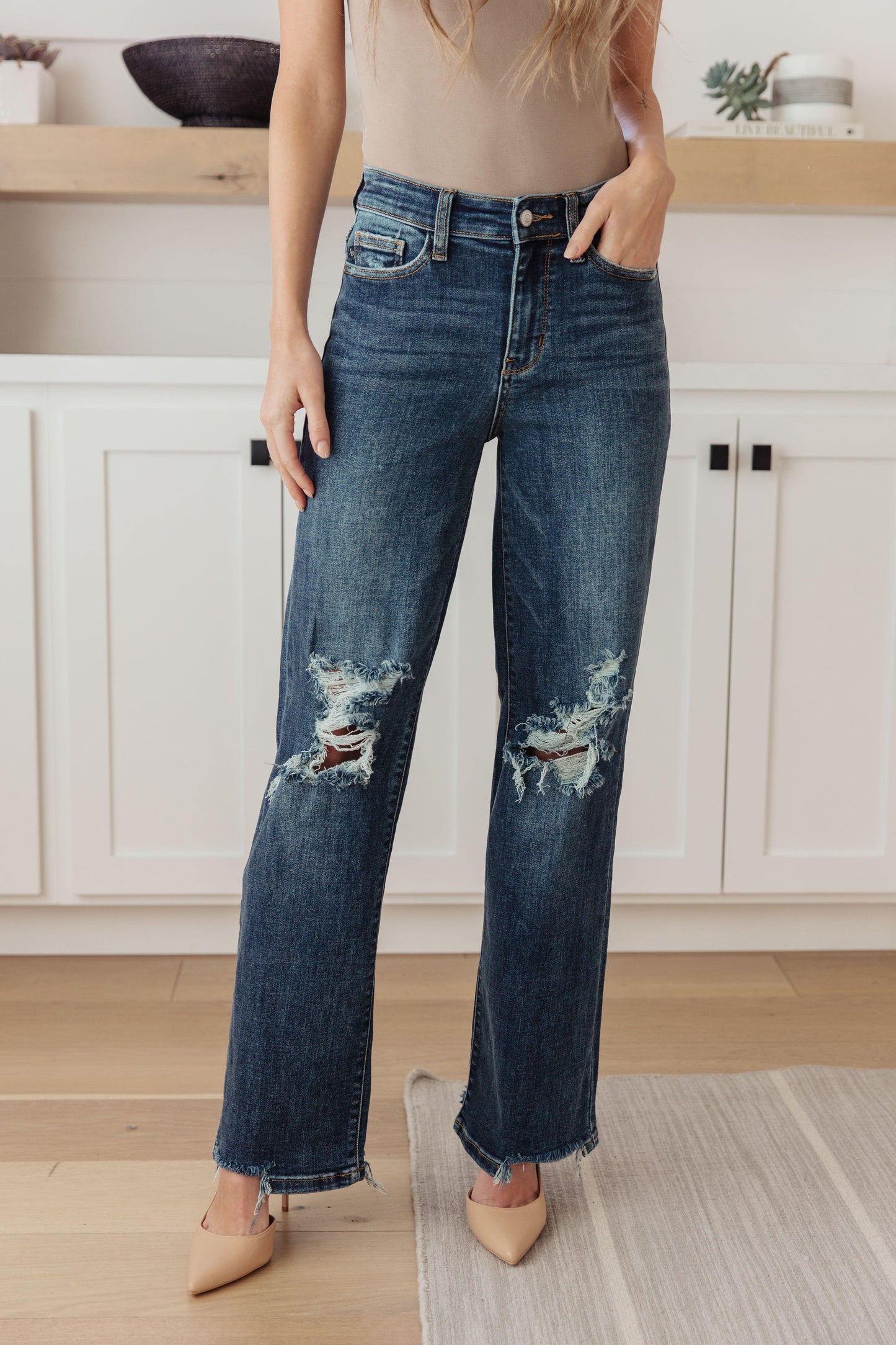 Rose High Rise 90's Straight Jeans in Dark Wash - Simply Graced Mama