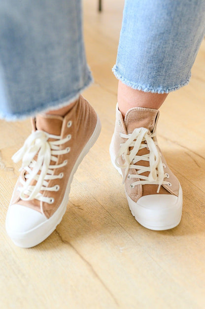 Run Me Down Velvet High Tops in Tan - Simply Graced Mama