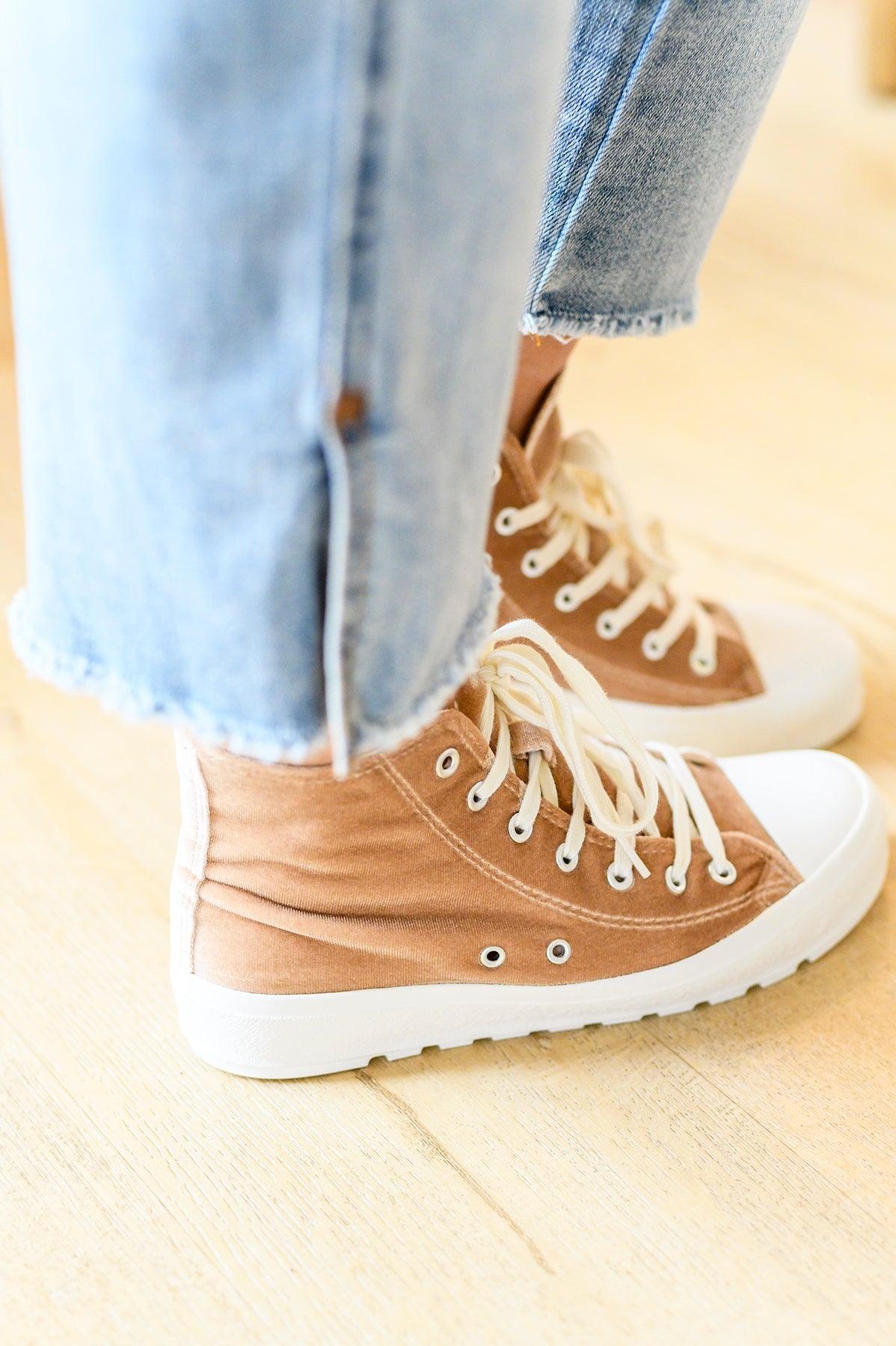 Run Me Down Velvet High Tops in Tan - Simply Graced Mama