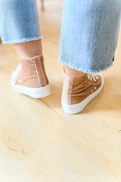 Run Me Down Velvet High Tops in Tan - Simply Graced Mama