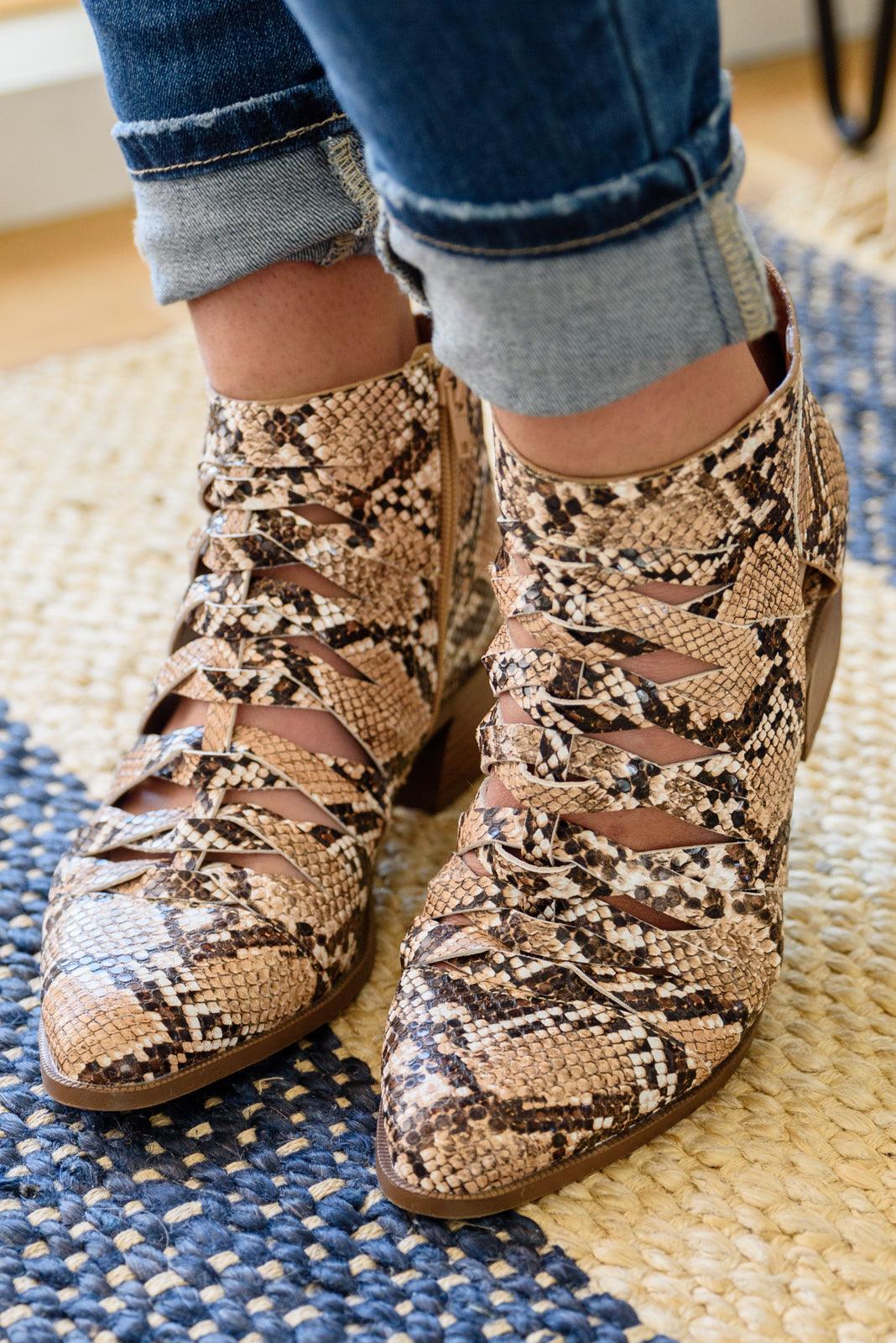 Sadie Ankle Boots In Snakeskin - Simply Graced Mama