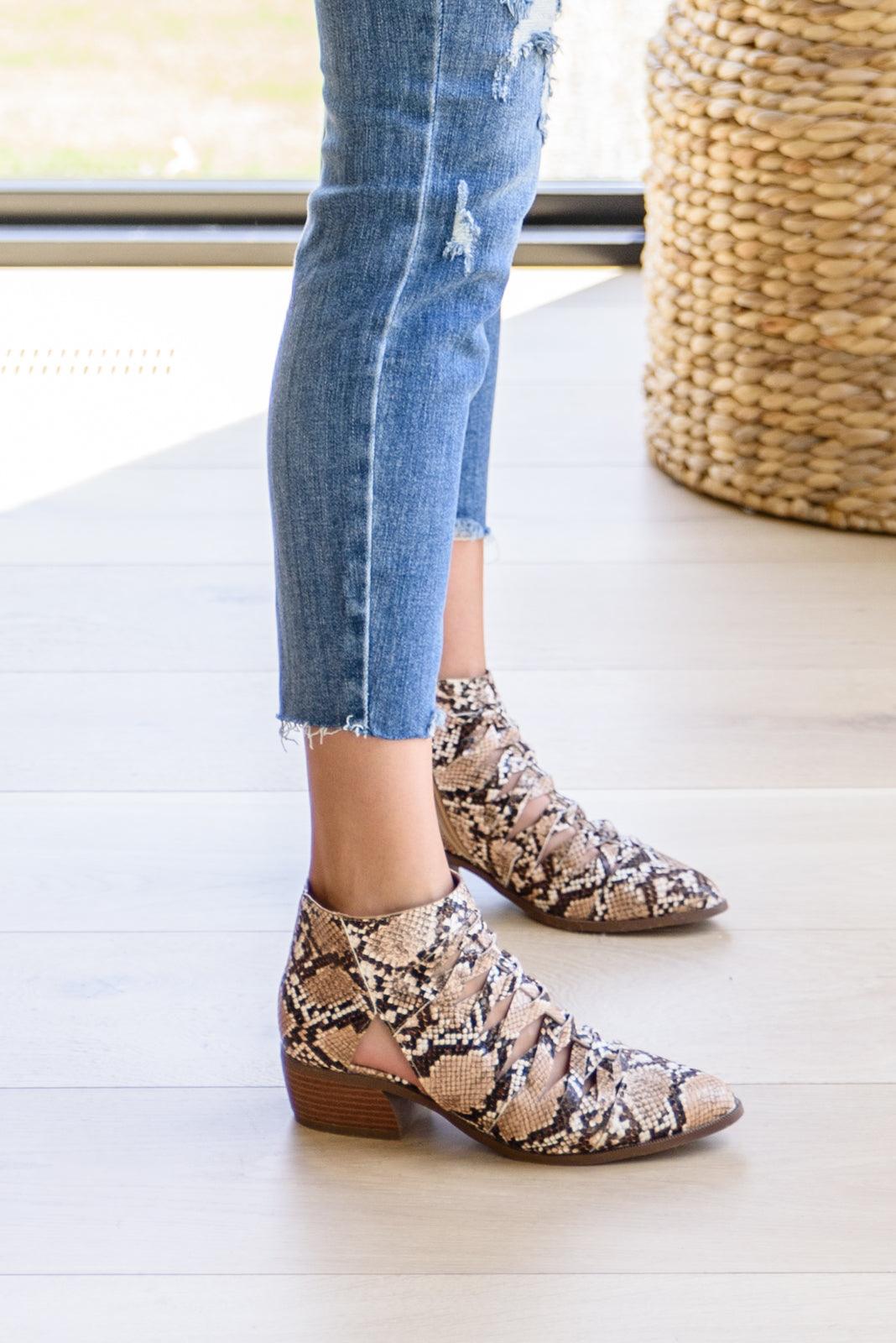 Sadie Ankle Boots In Snakeskin - Simply Graced Mama