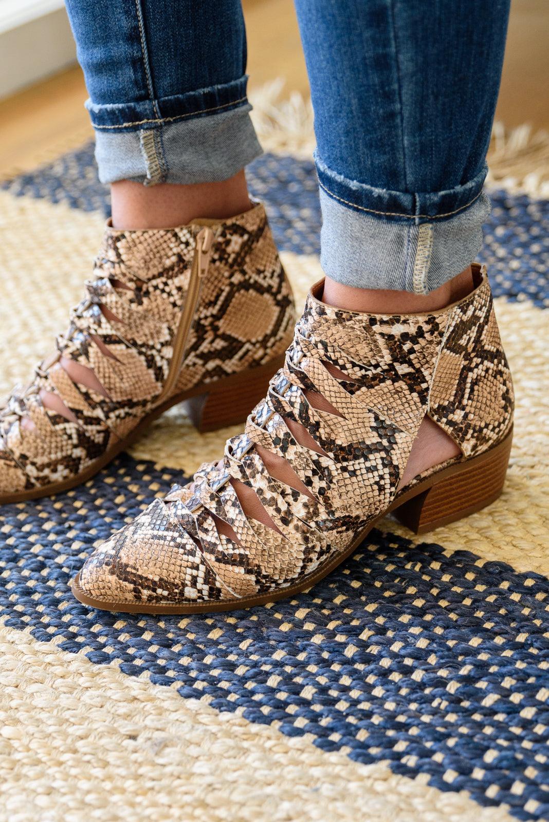 Sadie Ankle Boots In Snakeskin - Simply Graced Mama