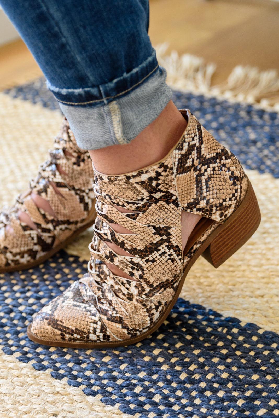 Sadie Ankle Boots In Snakeskin - Simply Graced Mama