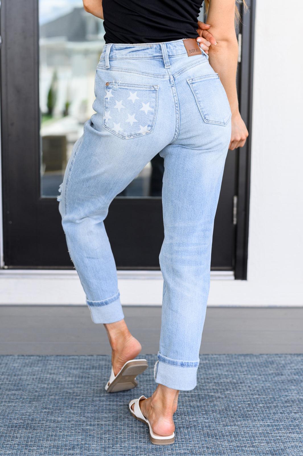 Sam Mid Rise Star Pocket Boyfriend Jeans - Simply Graced Mama