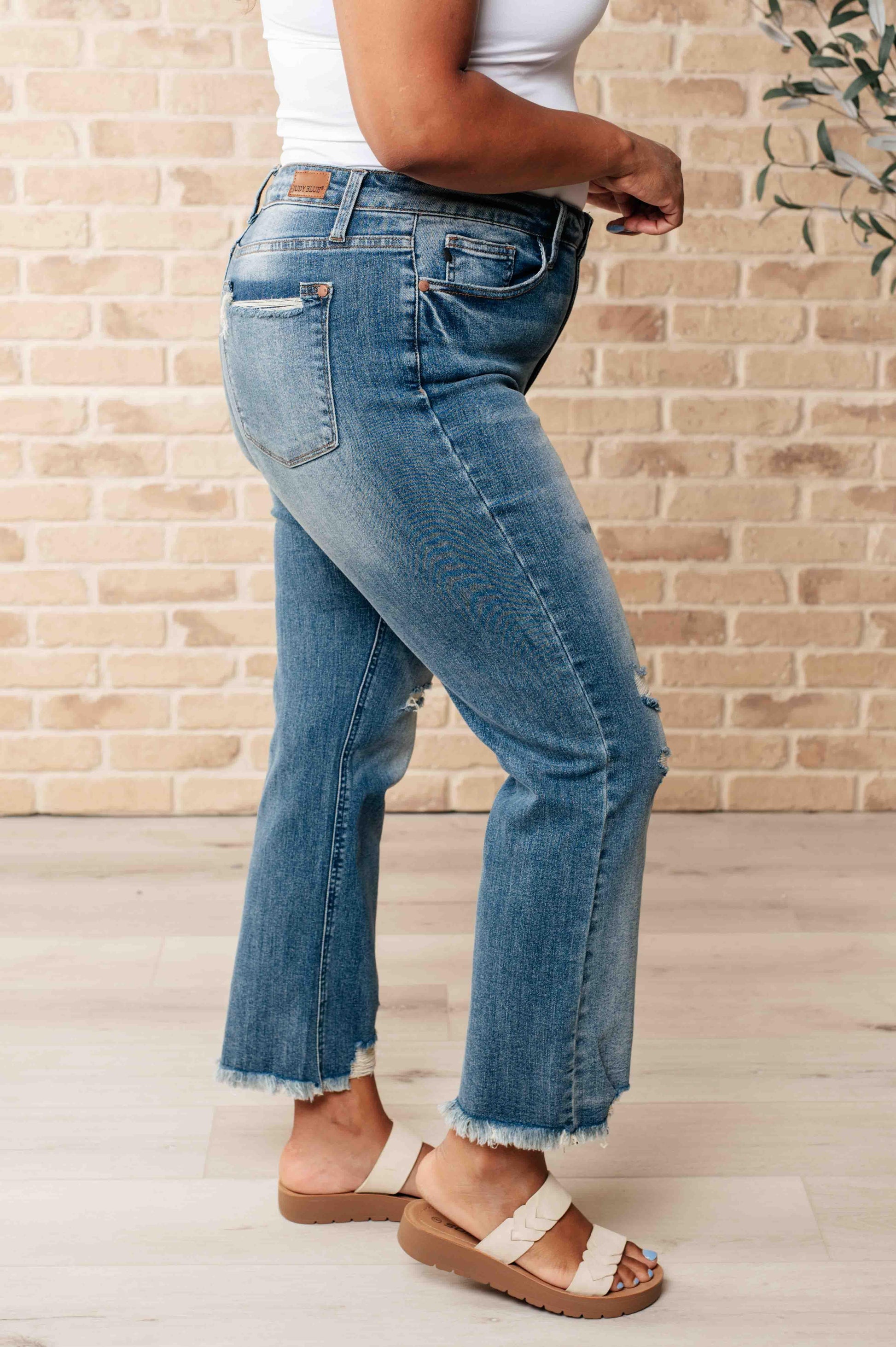 Sammy High Waist Distressed Crop Straight Leg Jeans - Simply Graced Mama