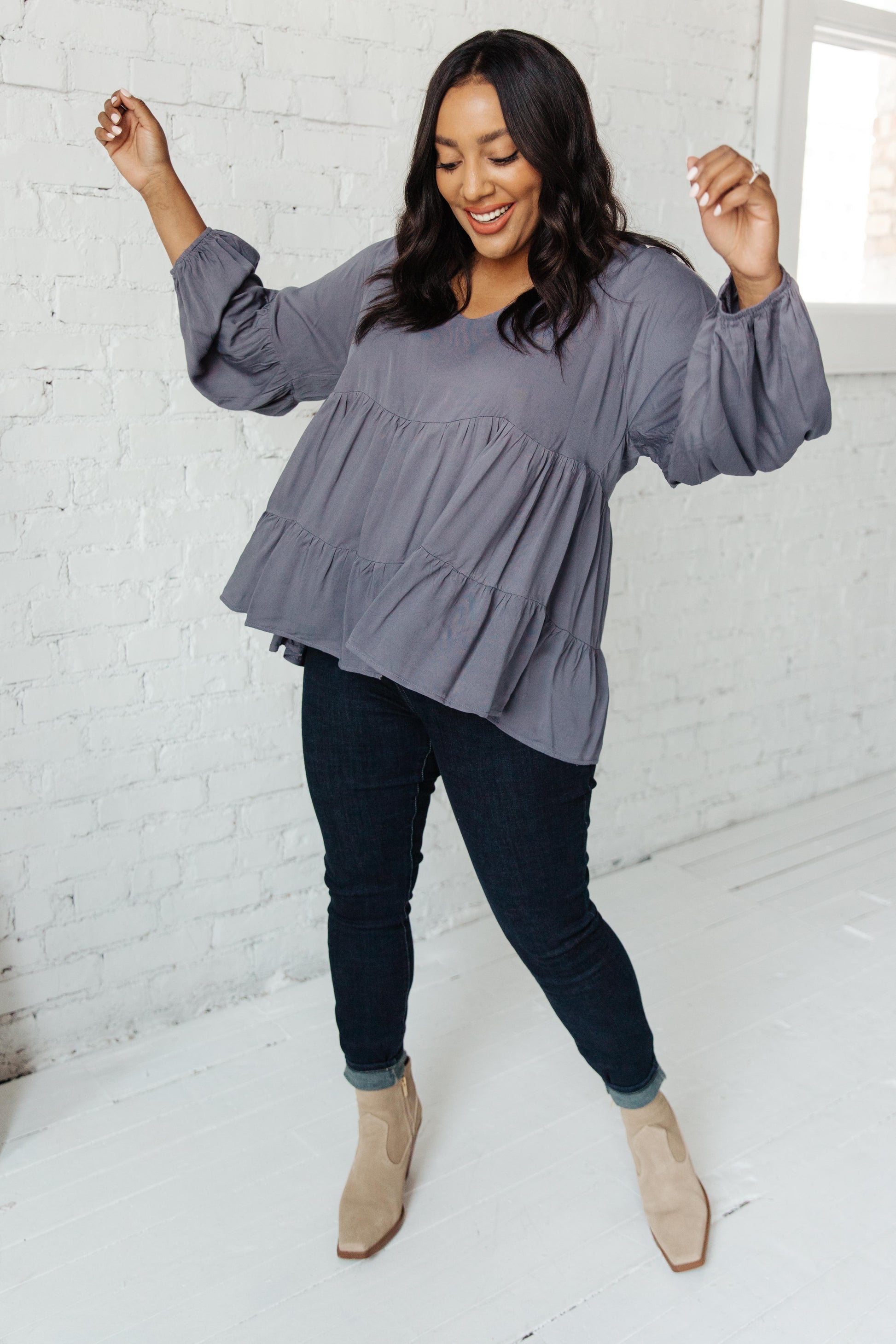 Sassy Swing Top in Charcoal - Simply Graced Mama