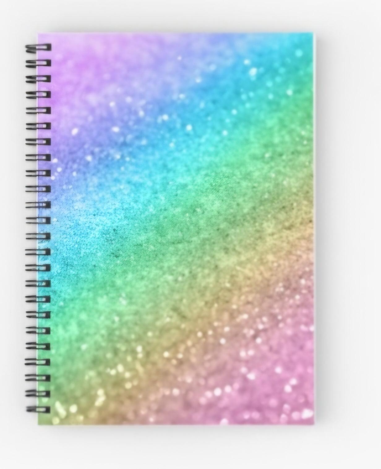 Rainbow Glitter Design Spiral Notebook - Simply Graced Mama