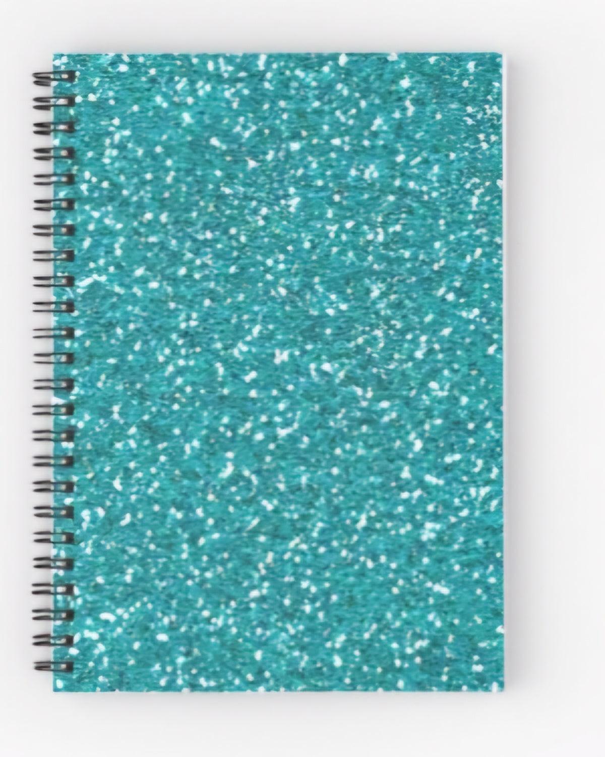 Turquoise Glitter Design Spiral Notebook - Simply Graced Mama