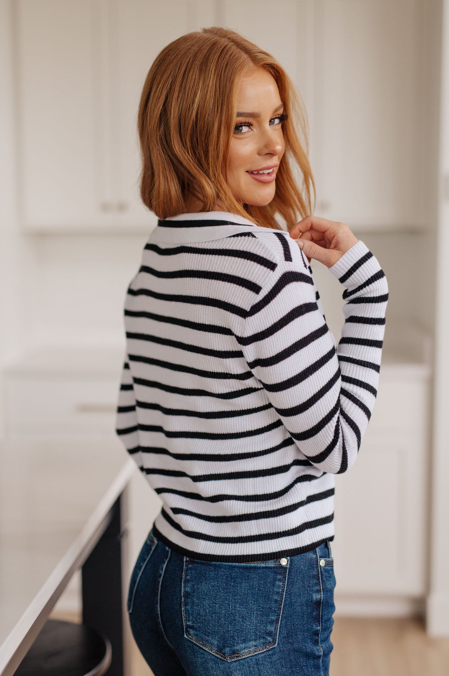 Self Improvement V-Neck Striped Sweater - Simply Graced Mama