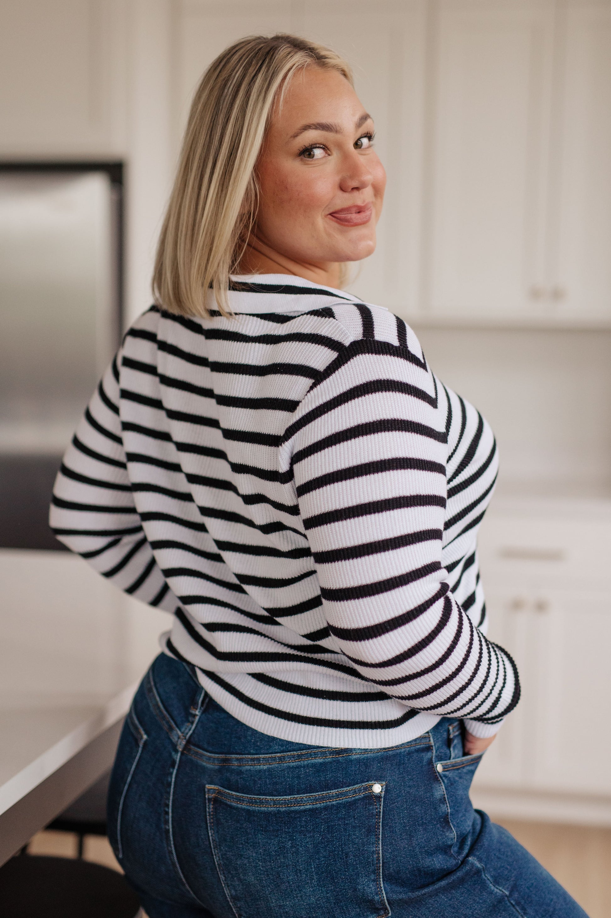 Self Improvement V-Neck Striped Sweater - Simply Graced Mama