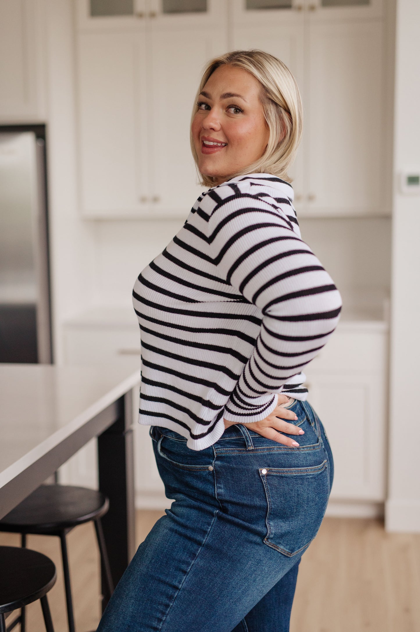 Self Improvement V-Neck Striped Sweater - Simply Graced Mama