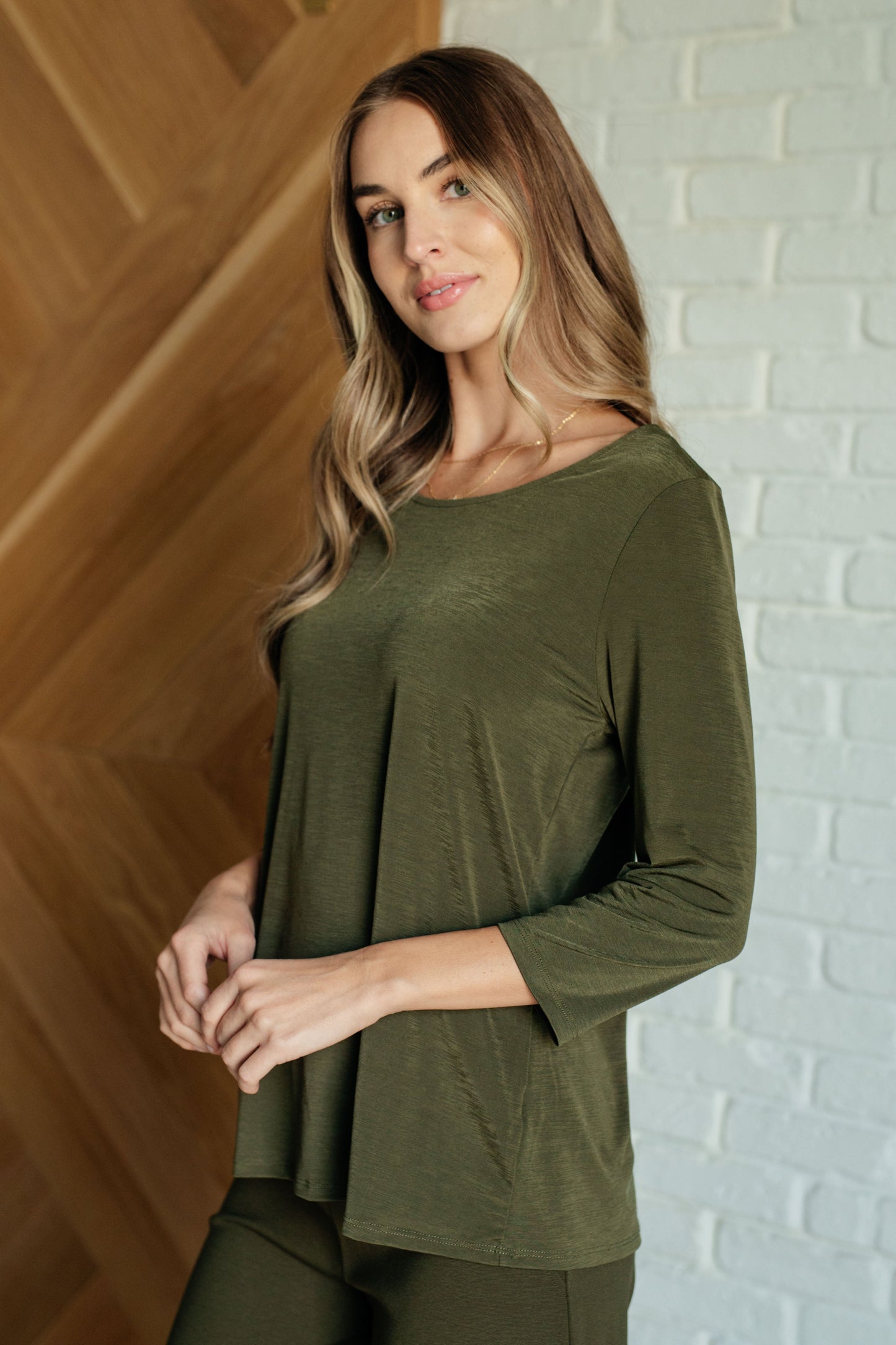 Signature Classic Round Neck Top in Olive - Simply Graced Mama