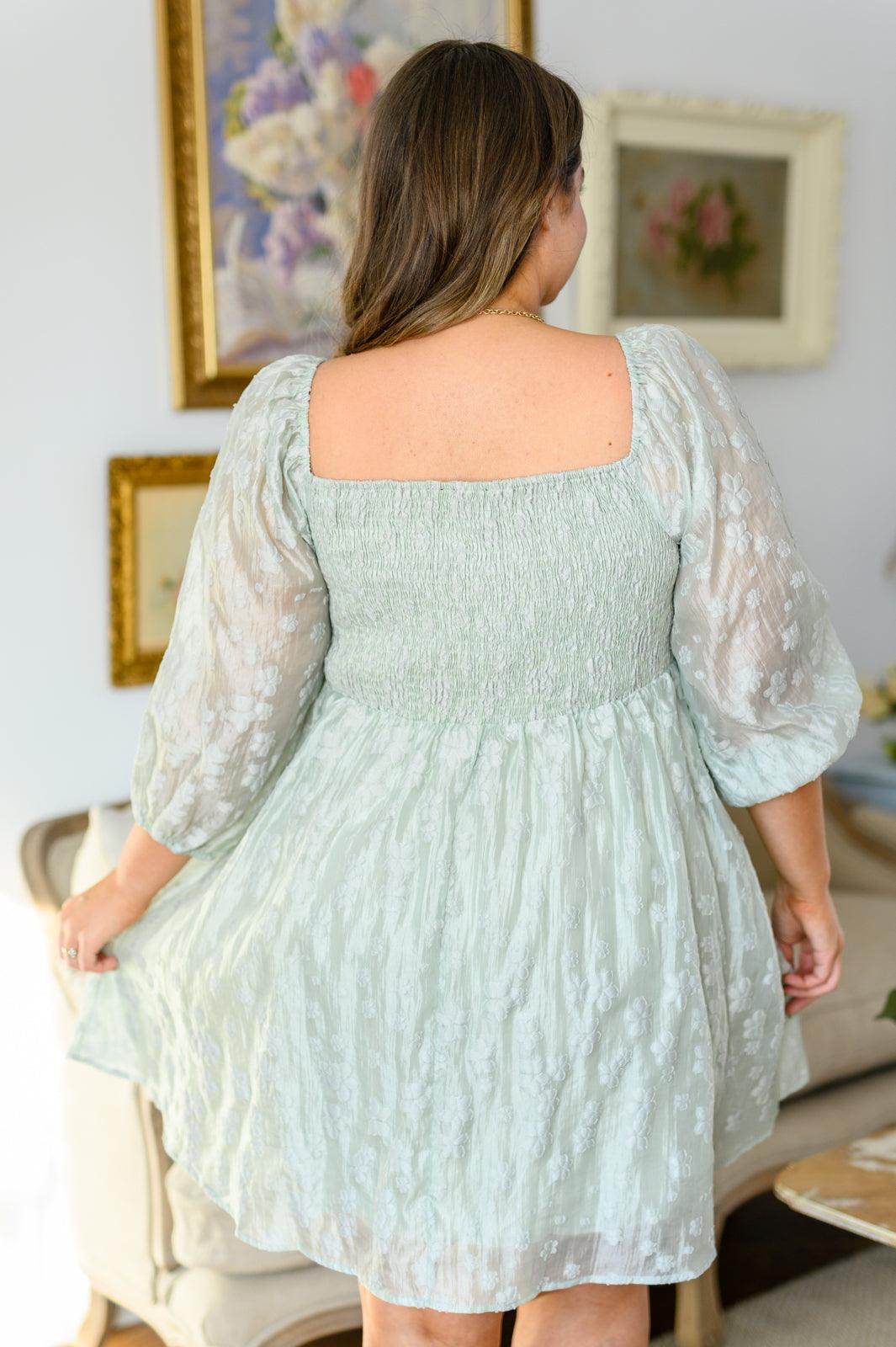 Spotting Fairies Puff Sleeve Dress in Sage - Simply Graced Mama