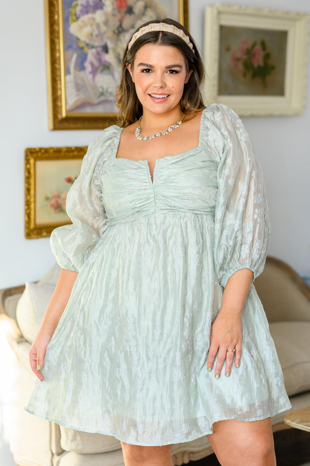 Spotting Fairies Puff Sleeve Dress in Sage - Simply Graced Mama